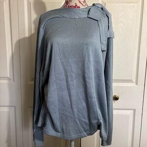 Calvin Klein Sky Blue Knit Top with Accent Bow